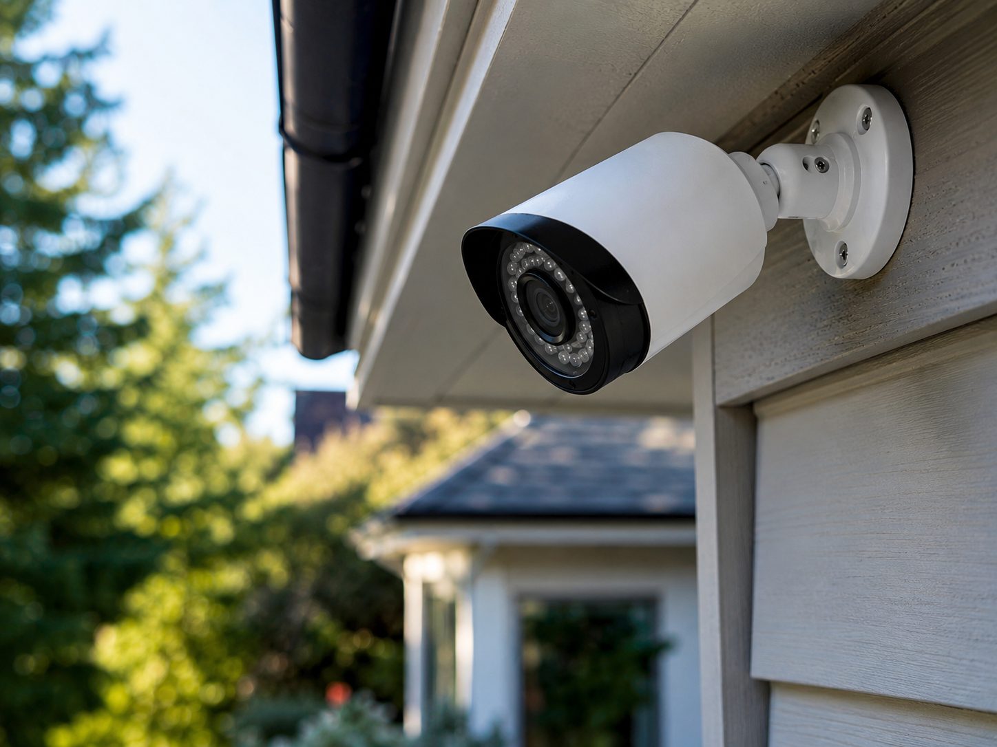 Security camera installed on a home